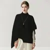 Chal Asimétrico de Cachemir Estilo Pasarela Cover-Up Otoño/Invierno 2025 Chaleco de Punto Suelto Cálido Suave para Mujer