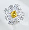 Anillo Longlong Gold Europeo Americano plata S925 plata importado diamante de alto carbono 6*6 diamante amarillo grupo de anillos de diamante clúster de flores incrustado anillo de bodas