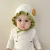 Bonito Gorro de Pescador de Encaje Tejido para Bebé y Mujer con Protección para los Oídos, Sombrero Dulce de Moda Otoño Invierno, Gorro de Lana, Gorro de Bebé, Princesa