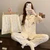 Yunduo Algodón Nuevo Lindo Pijama para Mujer 2026 Verano Delgado Manga Corta Conjunto de Tres Piezas Dibujos Animados Pony Ropa de Casa Disparo Real