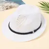 Sombrero de paja de verano transfronterizo tejido hueco sombrero jazz retro para hombres y mujeres sombrero de sol transpirable de playa británico sombrero de vaquero
