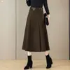 Falda midi plisada de lana mezclada de cintura alta, corte ajustado, estilo retro elegante, con dobladillo ancho, para mujer, Nuevo Estilo Otoño/Invierno 2026