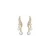 Novo design coreano sentido de asa de diamante completo brincos S925 prata pin a dois com luz de luxo brincos de pérola maré