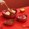 Prato de frutas em forma de coração vermelho festivo para casamento prato para bolo de amor lanche prato sala de estar banquete de casamento prato para doces de casamento frutas secas prato pequeno