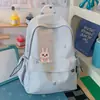 Mochila Cartoon Fofa Rosa Pêssego Transparente para Alunos do Ensino Fundamental e Médio, Bolsa Escolar para Meninas para Aula e Viagem, Mochila Casual Doce