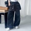 Calças Culotte de Trabalho para Meninas Primavera e Outono 2025 Novas Calças Infantis Estilo Western Calças Casuais para Meninas Calças de Perna Reta