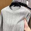 Suéter de punto de algodón puro para hombre, primavera/otoño, cuello redondo, manga larga, estilo pullover, estética old money, tejido de ochos, camiseta interior de cuello redondo, suéter
