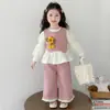 Conjunto de 3 Peças Floral para Meninas Primavera e Outono 2026 Novo Estiloso Fashionável Roupa de Primavera Infantil para Bebês Início da Primavera