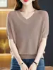 Tejido Versátil de Manga Corta con Cuello en V para Mujer Verano 2026 Nuevo Primavera y Verano Estilo Coreano Sencillo Holgado Adelgazante Camiseta Base Suéter