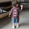 Camiseta de Manga Corta para Niños Estilo 2025 Ropa Infantil Camisa Polo para Niños Dibujo Animado Morado Manga Media Elegante Verano Ropa para Niños