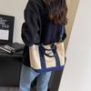 2023 nuevo Mori lindo lona color contraste portátil bolsa de almuerzo bolsa cubo bolso de mujer otoño e invierno fresco hombro bandolera