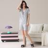 Verano Nuevo Manga Corta Shorts Modal Canalé Pijama de Mujer Suelto Se Puede Usar Fuera Ropa de Casa Traje Casual