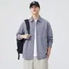 Camisa de manga longa de algodão puro de alta qualidade para homens, corte solto, marca da moda, versátil, nova jaqueta camisa básica lisa casual para primavera/outono