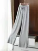 Pantalones de punto para mujer de invierno con hilo de mecha engrosado de cuatro vías elásticas, cálidos, duraderos, estructurados, de pierna recta, al por mayor