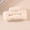 Presilha de Garra Quadrada de Pelo Sintético de Vison para Outono e Inverno, Presilha de Tubarão de Pelúcia Feita à Mão de Alta Qualidade, Grampo de Cabelo de Garra Grande, Acessórios de Cabelo Atacado