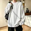 Camiseta de manga larga de 200 g para mujer con cuello en V en forma de corazón, holgada, cuello redondo, ropa interior, camiseta blanca lisa para hombre, capa base negra