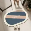 Tapete Geométrico Azul y Morado de Barro de Diatomeas y Caucho Natural, Absorbente de Agua, Antideslizante, Resistente a Manchas y al Desgaste
