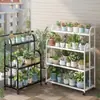 Suporte de Flores para Sala de Estar, Estante de Armazenamento de Varanda de Chão, Suporte para Vasos de Flores, Suporte Móvel de Plantas Verdes de Múltiplas Camadas de Arte em Ferro para Interior