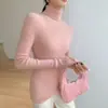 Ropa de Primera Línea Suéter de Cachemir para Mujer de Cuello Alto Sin Costuras Otoño e Invierno Nuevo Top Camiseta Base de Punto Versátil