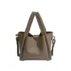 Bolso Cesta de Hombro Individual de Gran Capacidad Casual de Color Sólido con Patrón de Lichi Nuevo 2025 para Mujer