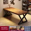 Mesa y Silla Combinadas para Restaurante Estilo Industrial Hierro Rectangular Restaurante de Barbacoa Restaurante de Fideos Mesa de Comedor Barra Madera