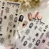 Adesivos para Unhas Halloween Tensor Caveira M1295 Estilo Escuro Teia de Aranha Coração Cruz Adesivos de Unha