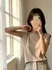 Camiseta Sem Manga para Mulheres, Novo Estilo de Verão, Caimento Solto, Casual e Fashion, Gola Redonda, Ombro Reto, Top Colete Estilo Coreano