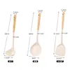 Cabo de Madeira Claro Conjunto de Utensílios de Silicone para Cozinha Frigideira Antiaderente de Cozinha Conjunto de 3 Peças Resistente à Temperatura Cozinha Espátula de Silicone com Cabo de Madeira Anti-Escaldante