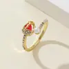 Anel Tulipa Colorido Pedra Olho de Gato Estilo Coreano para Mulheres, Anel Ajustável Tendência de Nicho de Alto Padrão, Atacado