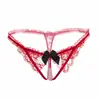 Lencería Erótica Transfronteriza para Mujer, Tanga Masajeador de Perlas, Tentación Sexy de Encaje, Pantalones T Totalmente Transparentes de Tiro Abierto Sin Quitar