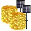 Luces de Cadena de Cable de Cobre Solares para Exteriores 8 Modos de Iluminación Impermeables Resistentes a la Helada Decoración de Jardín Patio Encendido Automático al Anochecer Cero Electricidad Luces de Hadas Festivas