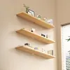 Estante de pared simple de madera maciza, fijado con agujeros, estante recto para mesita de noche de dormitorio, expositor de libros y estante de almacenamiento