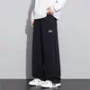 Calça Jeans Tricotada Plus Size para Homem, Nova Tendência Loose Fit, Caimento Solto, Elástica, Perna Reta