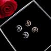 Fangxing S925 prata esterlina pequena estrela Lua micro-incrustado brincos de diamante cheio de brincos femininos japoneses e coreanos elegantes all-match brincos de moda