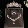 Conjunto de tres piezas de tiara de corona, accesorio para el cabello, collar, pendientes, diadema de corona de novia princesa, accesorios para vestido de novia