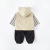 Traje para Niños 2025 Otoño Nuevo Guapo Ropa de Trabajo para Bebé Chaleco con Capucha Pantalones Largos para Bebés y Niños Pequeños Ropa de Salida