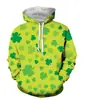 Sudadera con capucha para hombre forrada de polar Moda Simple Flor Nacional Irlandesa de la Suerte Impresión Digital 3D Ropa Casual para Hombre y Mujer