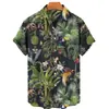 Camisas de Playa Europeas y Americanas Transfronterizas para Hombre con Animales de Selva Tropical Impresos en 3D, Tops Casuales y a la Moda de Manga Corta