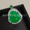 Atacado do Fabricante Pingente Paisagem de Calcedônia Verde Natural Incrustada de Alta Qualidade, Pingente de Jade Buda e Guanyin de Ágata Verde