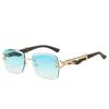 Nuevas Gafas de Sol sin Marco Transfronterizas Moda Europea y Americana Clásico Cuadrado Personalidad Leopardo Gafas de Sol de Moda para Hombres y Mujeres