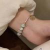 Pulsera de cuentas de la marca Lucky, estilo chino, para mujer, tejida con cuerda trenzada; pulsera retro nacional para parejas; pulsera de piedra Shoushan para novias.