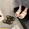 Pantuflas Estilo Chanel para Mujer, Uso Exterior de Verano, Sandalias Planas de Playa para Mujer Estilo Francés, Nuevas de Verano al por Mayor
