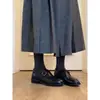 Versión de Piel de Oveja ~ Zapatos Planos para Commuter Hebilla de Cinturón para Mujer Mocasines de Piel Genuina Estilo Retro para Mujer Aspecto Adelgazante Tacón Bajo Versátiles Zapatos Pequeños de Cuero