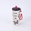 Novo Copo Portátil de Gelo de Alto Valor Copo de Café Fofo com Canudo Grande Capacidade Aço Inoxidável 304 Copo Térmico