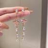 Ins Pendientes Románticos de Verano Largos con Borla de Mariposa Incrustada de Diamantes Pendientes de Gota de Agua Incrustados de Diamantes Rosas Dulces Elegantes para Mujer