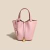 Bolsos Populares para Mujer 2025, Bolsos Tipo Cesta de Verdura de Piel de Vaca de Primera Capa, Bolsos Cubo Versátiles, Bolsos de Mano de Cuero Genuino para Mujer, Bolsos de Mano de Alta Gama