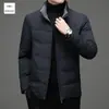 Jaqueta Puffer Casual Masculina Nova para o Inverno de 2025 com Gola Alta, Penugem de Pato Branca, Casaco de Penas Quente para Homens de Meia-Idade