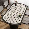 Mantel Individual Oval para Mesa de Comedor Estilo Francés, Impermeable, Resistente al Aceite, No Lavable, Blanco y Negro, Estilo Simple, Lujo Ligero, Sensación de Alta Gama, Mantel Redondo