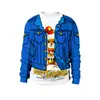 Amazon Caliente Fiesta Navideña Eliminación de Vello del Ombligo Impresión Digital 3D Sudadera de Cuello Redondo Parejas Sudadera