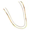 Collar de Cadena Hueso de Serpiente y Hoja de Doble Capa, Estilo Chica de Moda, Estilo Minimalista, Cadena de Clavícula en Capas, Exquisitas Líneas Geométricas